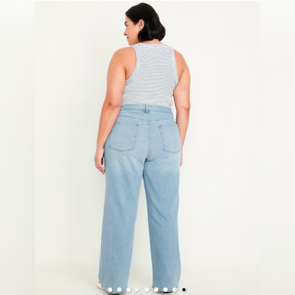 🆕 Old Navy Women's High-Waisted Wow Wide-Leg Jeans Light Wash 10 Regular M - Picture 7 of 16